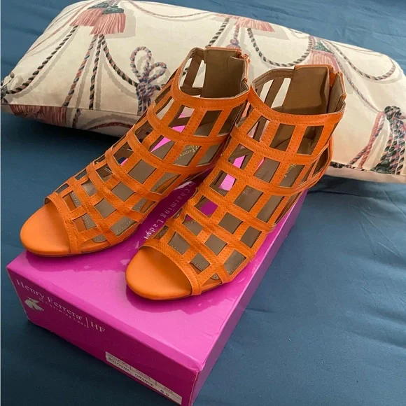 Orange Heeled Sandals - Picture 1 of 2